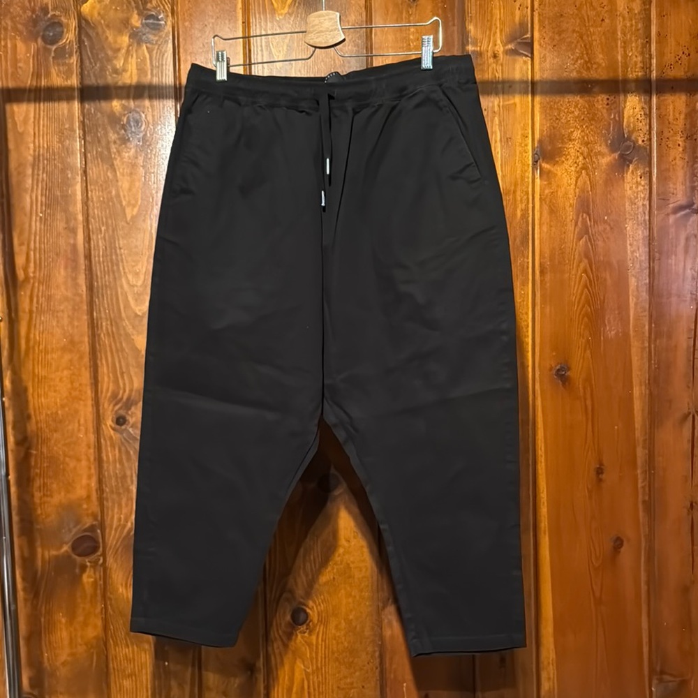 ASOS Black Sweatpants with Drawstring Waist and Tapered Ankles, drop crotch